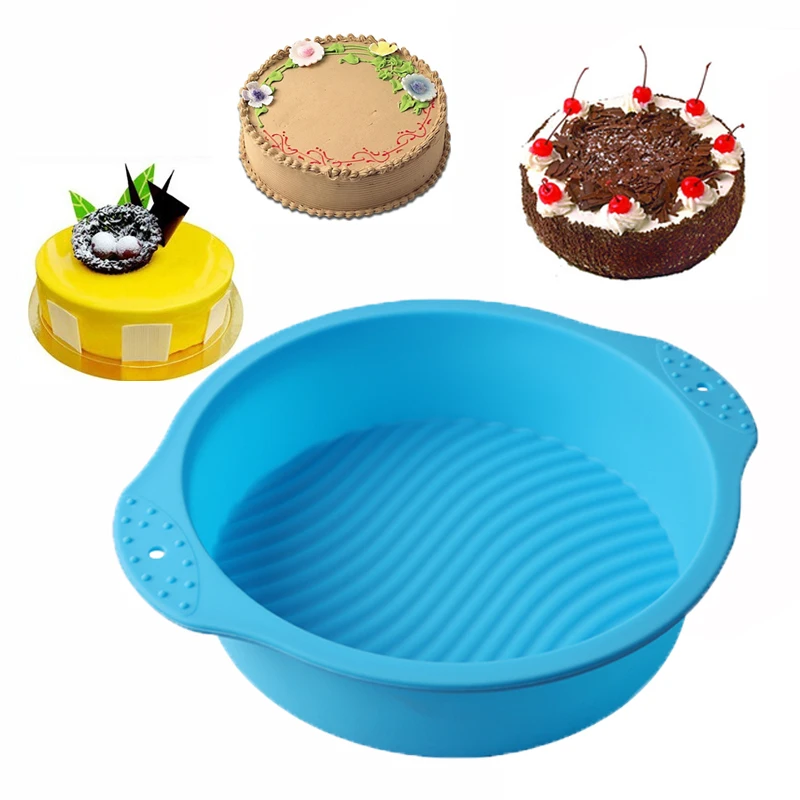 

9 Inch Baking Tools Bakeware Maker DlY Round Shape 3D Silicone Cake Mold Tray Bread Chocolate Pan Pizza Cupcake Homemade Kitchen
