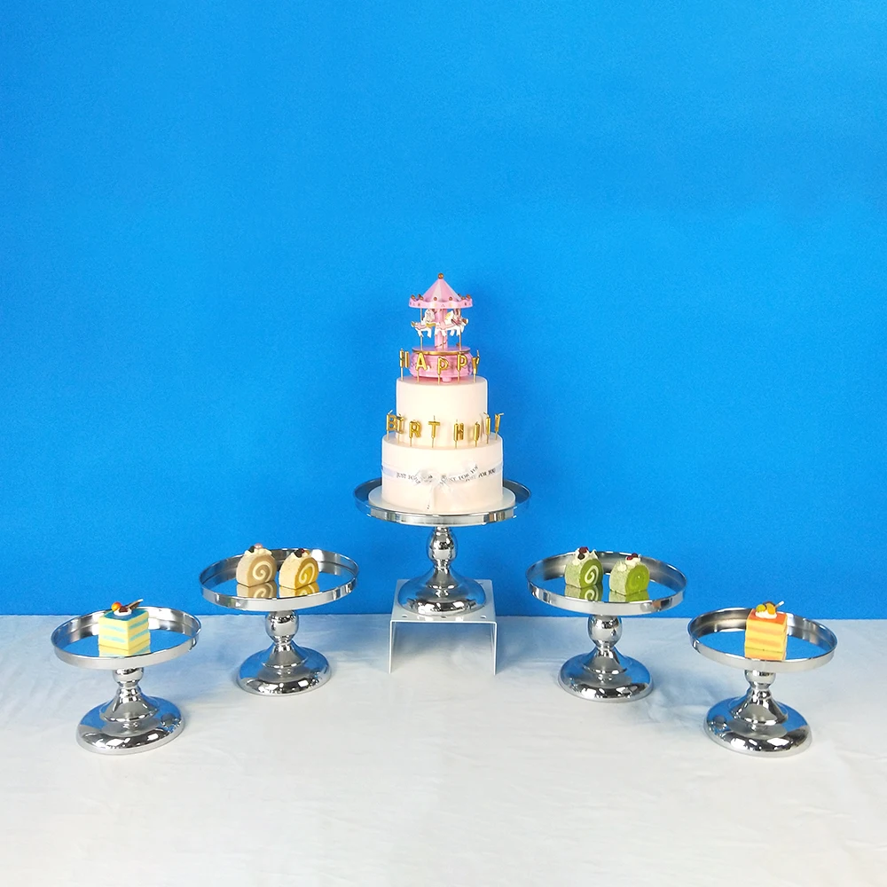 Серебро/золото зеркало Торт зеркало заднего вида Свадебная табличка декоративная стеклянная тарелка для украшения десерт торт зеркальный сервировочный поднос - Цвет: 5pcs silver