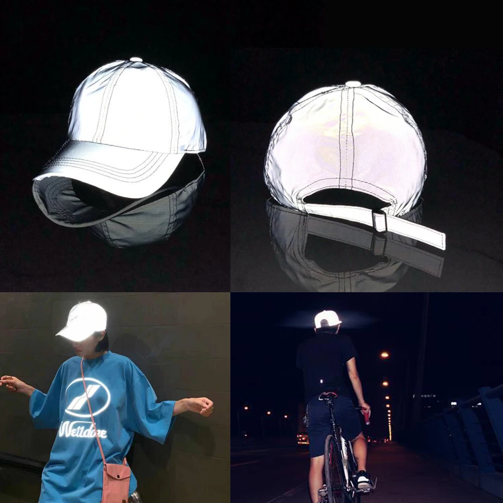 Gorra de béisbol reflectante para correr de noche y seguridad de conducción