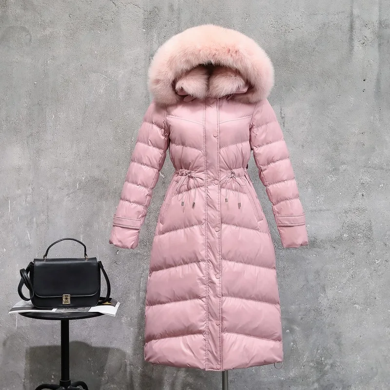 Новое зимнее модное тонкое длинное плотное пальто 929 - Цвет: Pink