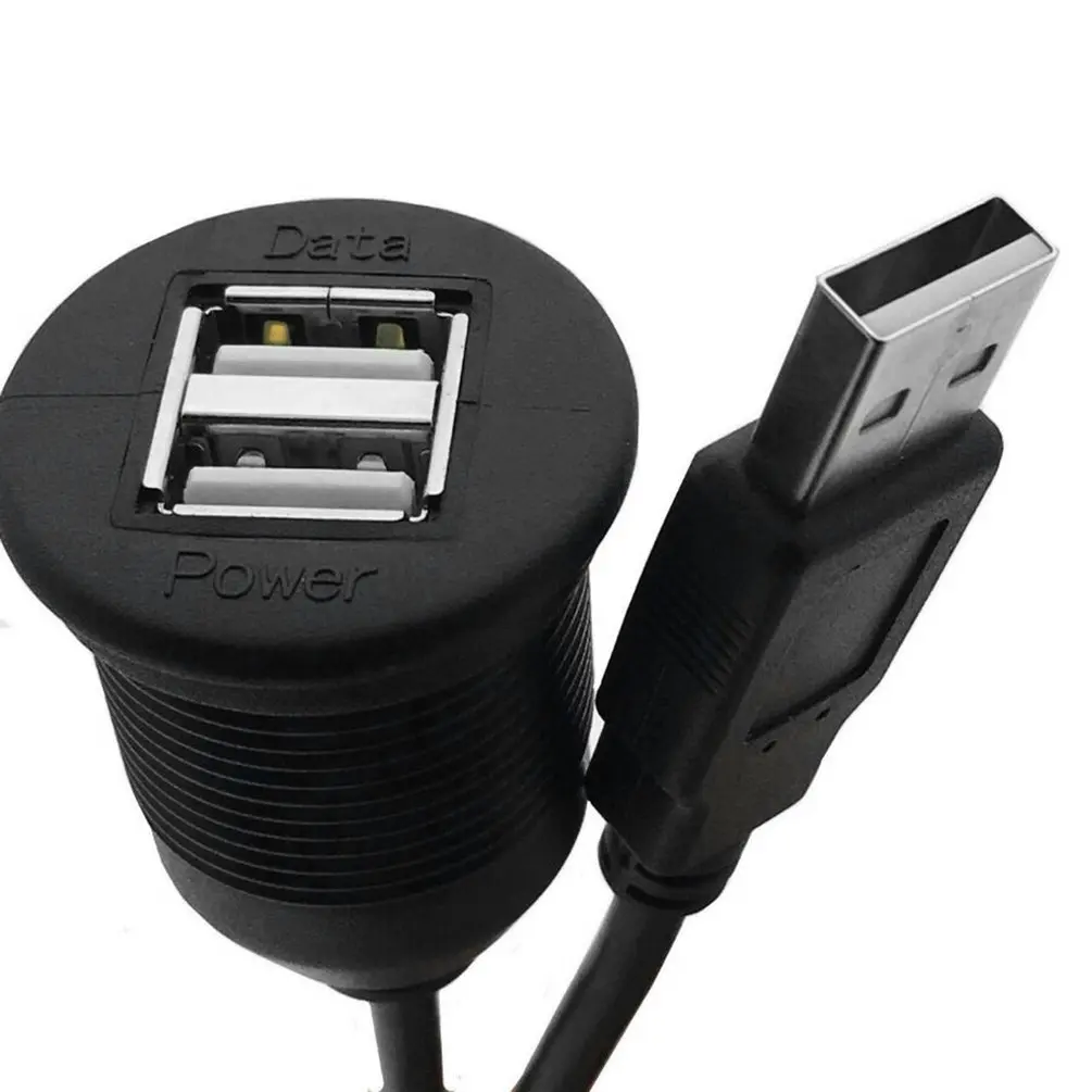 USB2.0 флеш-кабель 1 м/2 м USB штекер 2 Женский удлинитель флеш-панель водонепроницаемый кабель для машины, лодки, мотоцикла