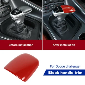 

High Quality Red Carbon Fiber Car Accessories Gear Shift Knob Cover Trim For Dodge Challenger Charger 15+ Red Carbon Fiber