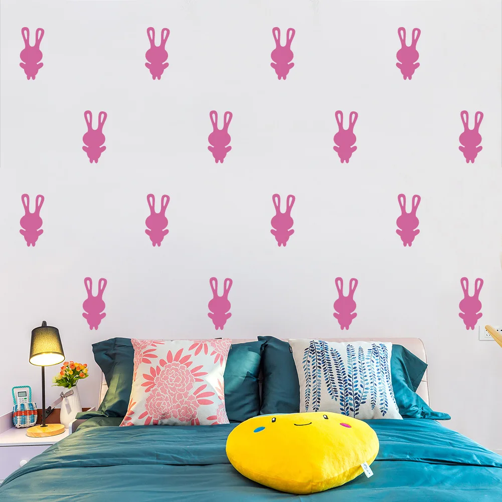 DIY Creative Wall Decal Cute Bunny Bedroom CHILDREN'S Room TV Background Wallpaper Decoration Self-Adhesive Stickers