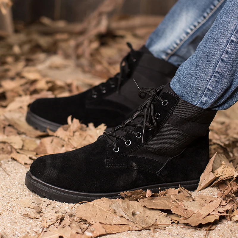 YEINSHAARS Autumn Winter New Arrival Men Work Boots Lace Up Breathable Casual Army Boots Ankle Botas Hot Fashion Men Desert Boot