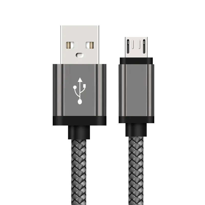 3/6/10ft плетеный кабель микро Тип usb-C быстрая Зарядное устройство быстрой зарядки передачи и синхронизации данных зарядный кабель для iPhone 7 8 X XS samsung Galaxy S8 Plus/Note 8 - Цвет: Gray Micro USB