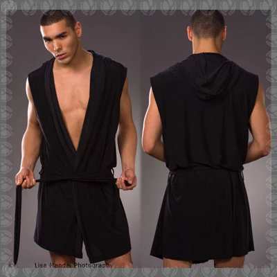 Черный Мужская Летняя одежда, 4XL, банные мужские халаты, сексуальные пижамы, одежда для сна, шелковая пижама, hombre, Халат с капюшоном, мужские купальные пижамы, домашняя одежда для отеля - Цвет: Черный