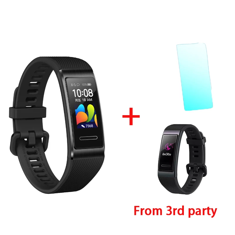 black add black film Умный Браслет huawei Band 4 Pro, инновационные часы, лица, автономный gps, проактивный мониторинг здоровья, SpO2, кислород крови - Цвет: black add black film