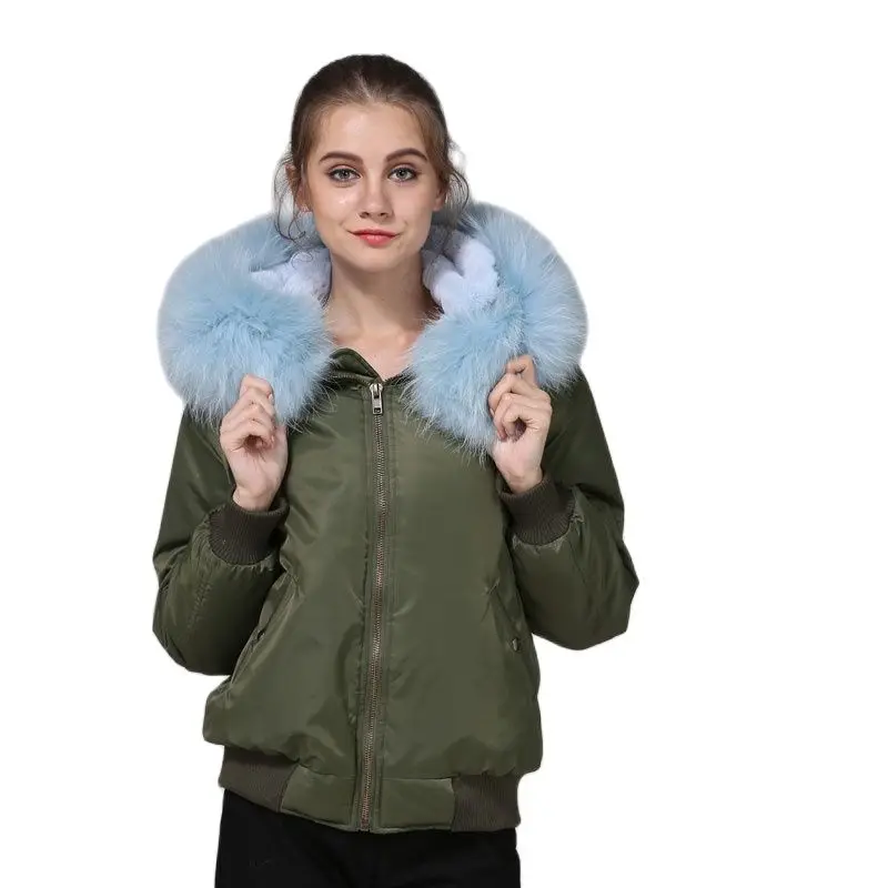 

Lightblue Fashion Bomber pParka Casual Wear Fur Lined Winter Fligth Jacker Mr Mrs Top Quality Wear