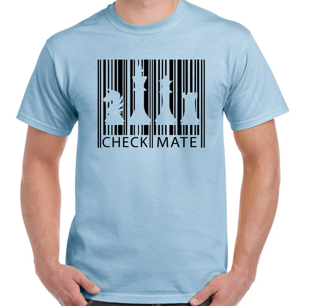 

Chess Barcode Mens Funny T-Shirt Board Game Player Set Pieces Timer Clock
