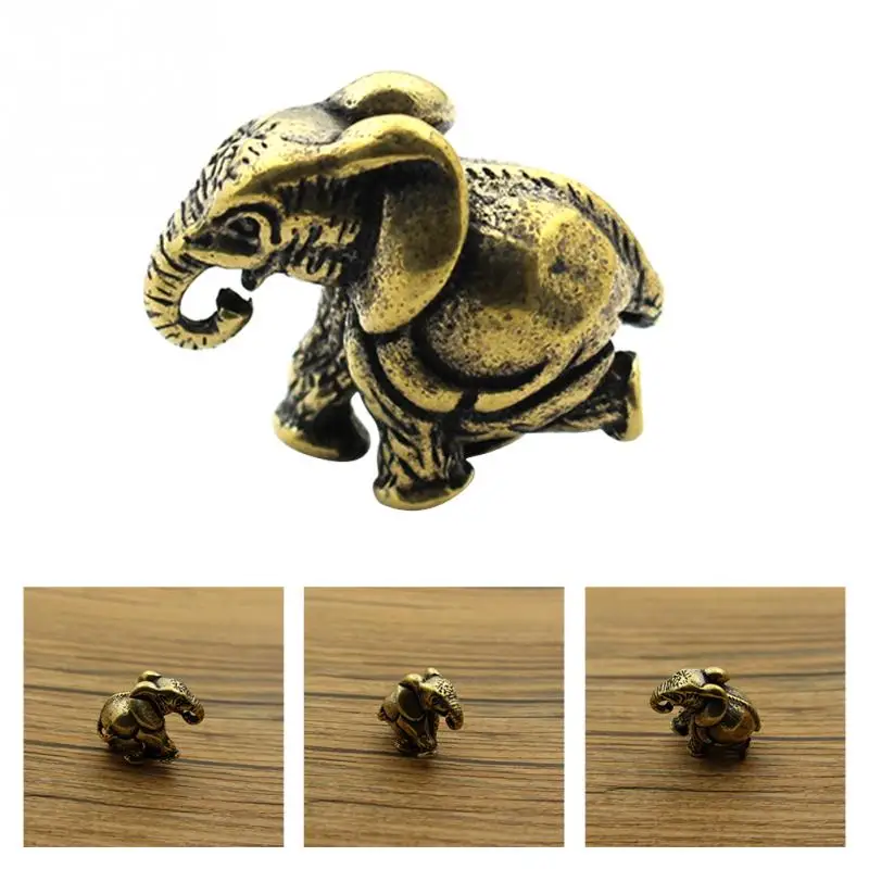 

Brass Luck Statue Figurines Office Home Decoration Handicrafts Display Mini Ornaments Vintage Elephant Shape Antique Miniature