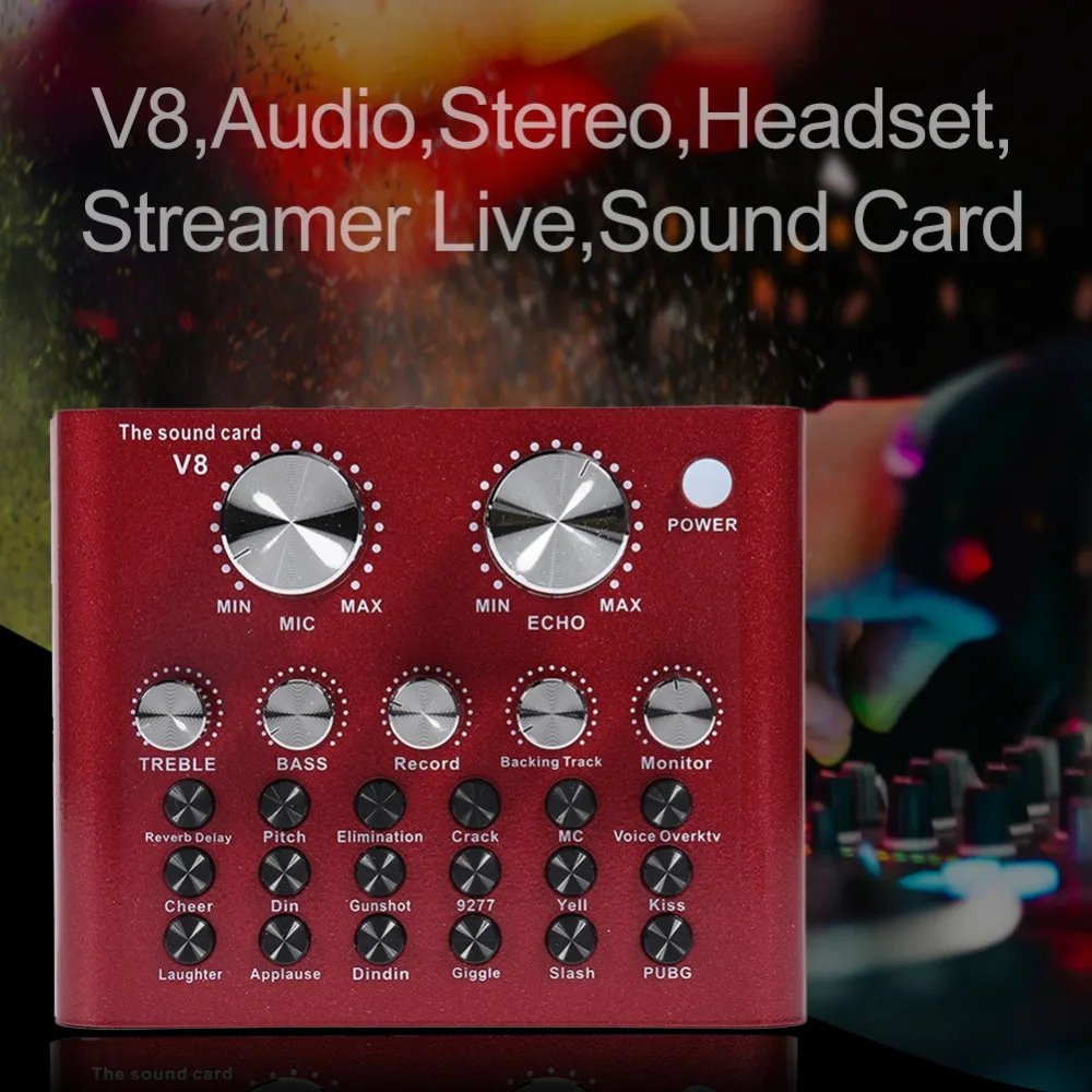 ALLOYSEED V8 аудио USB микрофон гарнитуры трансляция Live звуковая карта 112 виды Электрический звуковой трансляции для телефона компьютер PC аудиокарта звуковая карта внешняя звуковая карта