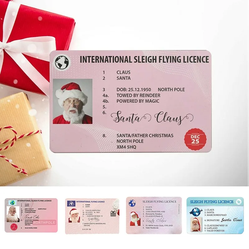 Creative Santa Claus Flight License Christmas Eve Driving Licence Christmas Gifts for Children Kids Christmas Tree Decoration