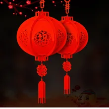 Новогодний маленький красный фонарь-подвесное украшение декоративный фонарь с символикой фу весеннее слово нетканый материал Свадьба год D