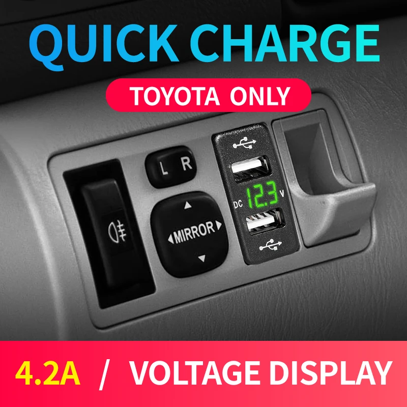 Новинка автомобильное зарядное устройство Usb Toyota 12 в 24 В адаптер с двумя