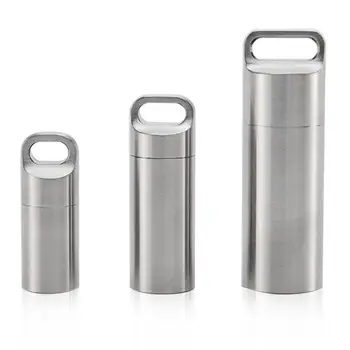 

Mini Stainless Steel Waterproof Capsule Seal Bottle Outdoor EDC Survival Pill Box Container Capsule Pill Bottle Tank Case