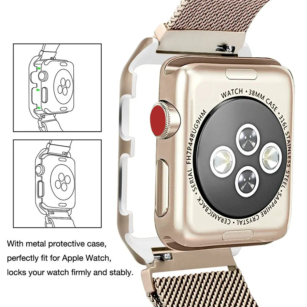 Mlianese Loop ремешок+ металлический чехол для Apple Watch 3 2 1 ремешок 42 мм 38 мм крышка Iwatch 5 4 ремешок 44 мм 40 мм браслет аксессуары для часов
