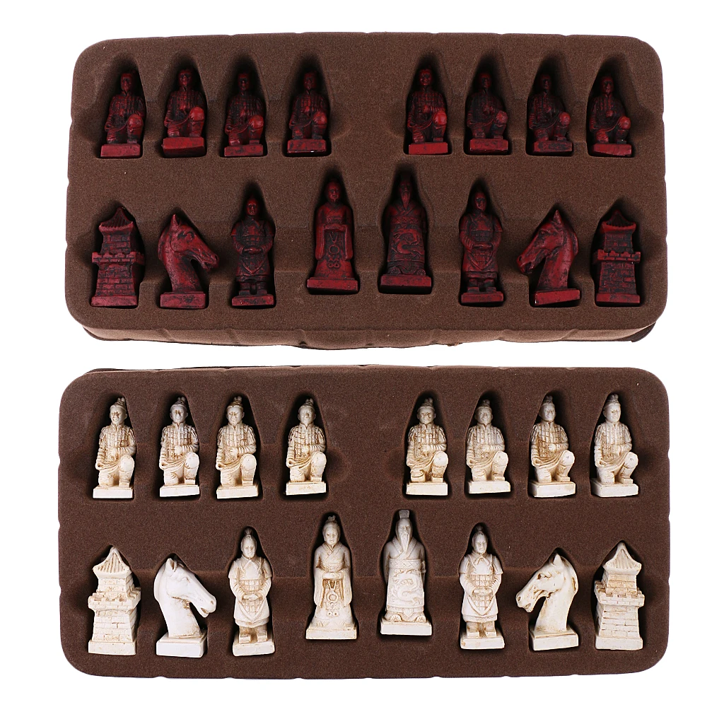 Высококлассные Шахматы Деревянные Складные шахматные доски терракотовые воины штук набор коллекционные вещи сувенир рукоделие