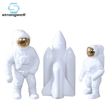 

Strongwell Nordic Ins Astronaut Ceramic Figurine Crafts Flower Vase Space Series Ornament Bedroom Desktop Home Decoration Gift
