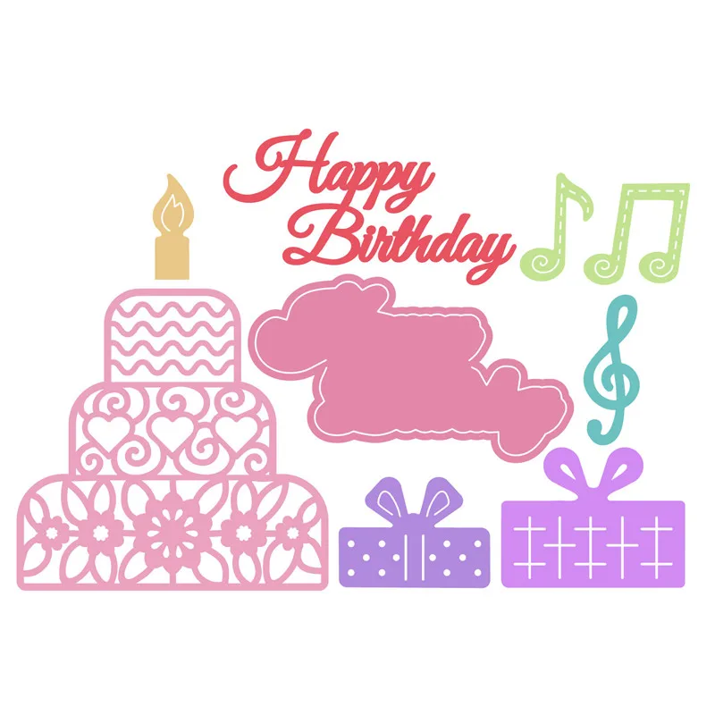 

Happy Birthday Cake Metal Cutting Dies New 2019 Craft Dies Scrapbooking Album DieCut Embossing Stencil Card Making Decor