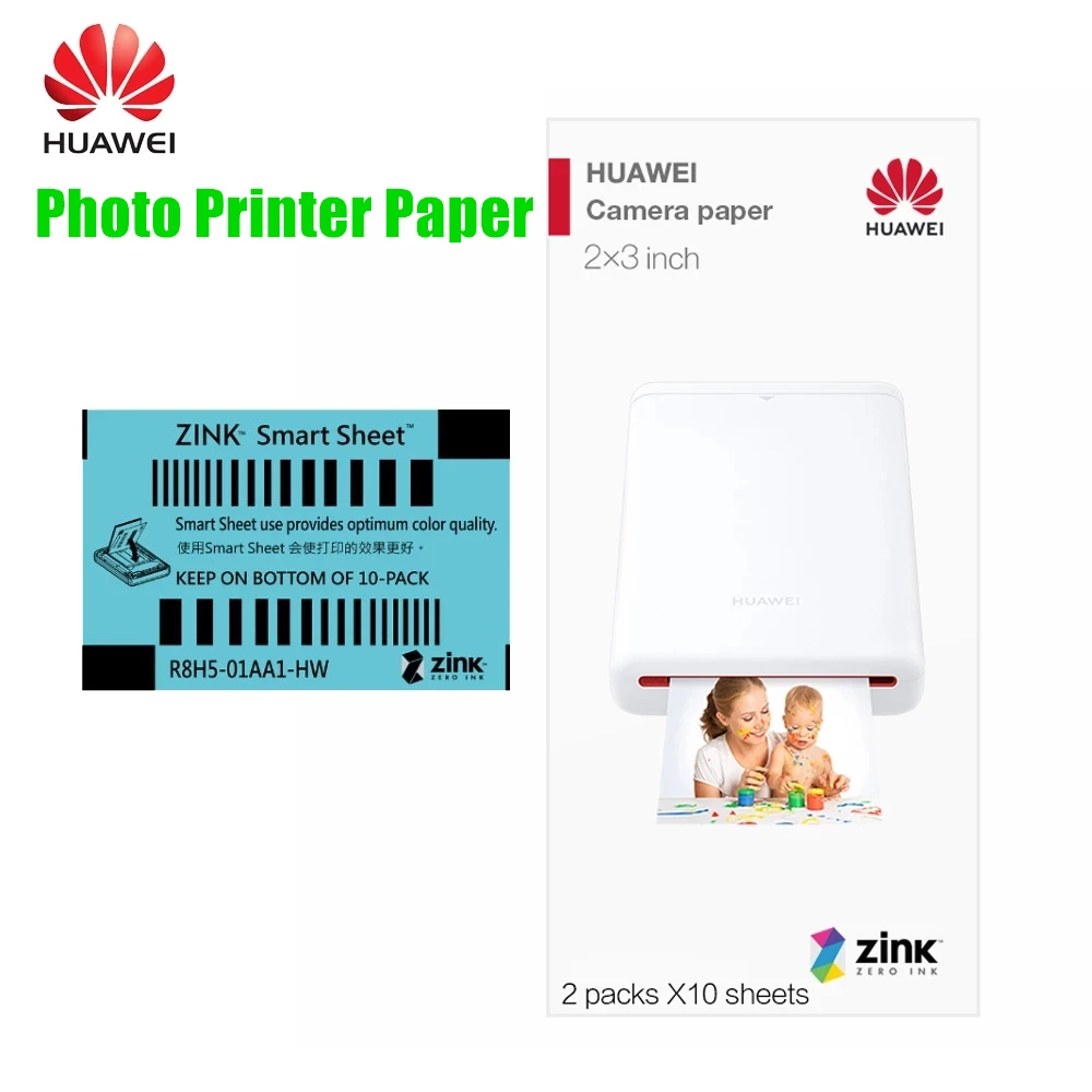 Huawei Mini impresora de bolsillo AR CV80, 100 hojas, papel fotográfico,  Zink, 2x3 pulgadas, antifalsificación|papel fotográfico| - AliExpress