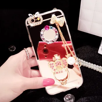

Luxury Women Lovely Crown Rhinestone Diamond Bling Case Girl Mirror Case For Samsung a50 a70 s8 s9 a40 a20 s10 plus phone case