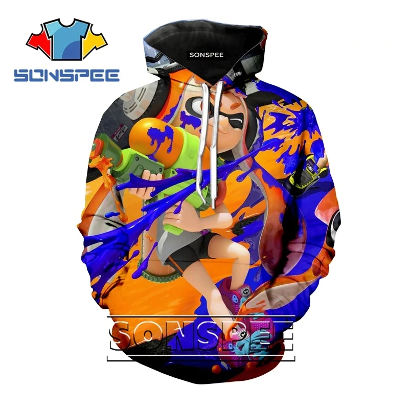 SONSPEE, 3D принт, женская, мужская, геймер, диджей, толстовка, панк стиль, крутая спортивная одежда, мультфильм, галстук, Splatoon, косплей, кофты, длинный рукав, Harajuku