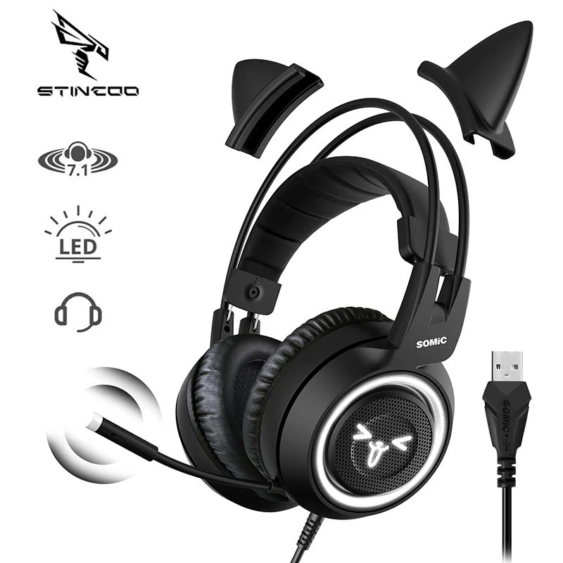 Наушники SOMIC для геймеров PS4/PC/Laptop Virtual 7.1 Проводная игровая вибрационная