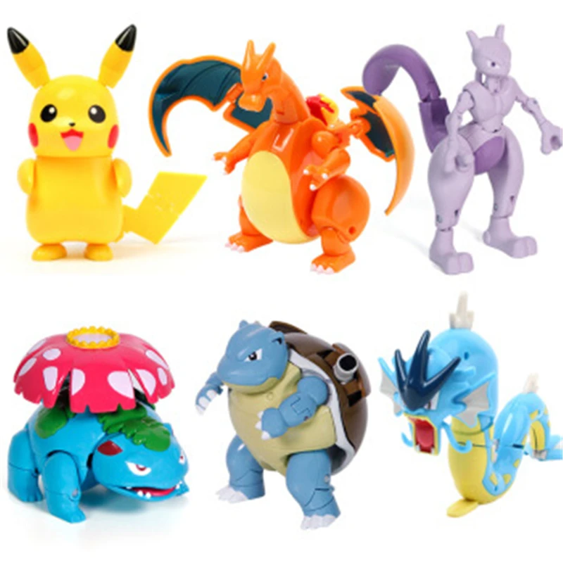 

6pcs Pokemon Toy Set Pocket Monster Pikachu Action Lunala Game PokÃ© Ball Model Charmander Anime Figure Collect Toy For Kids Gift
