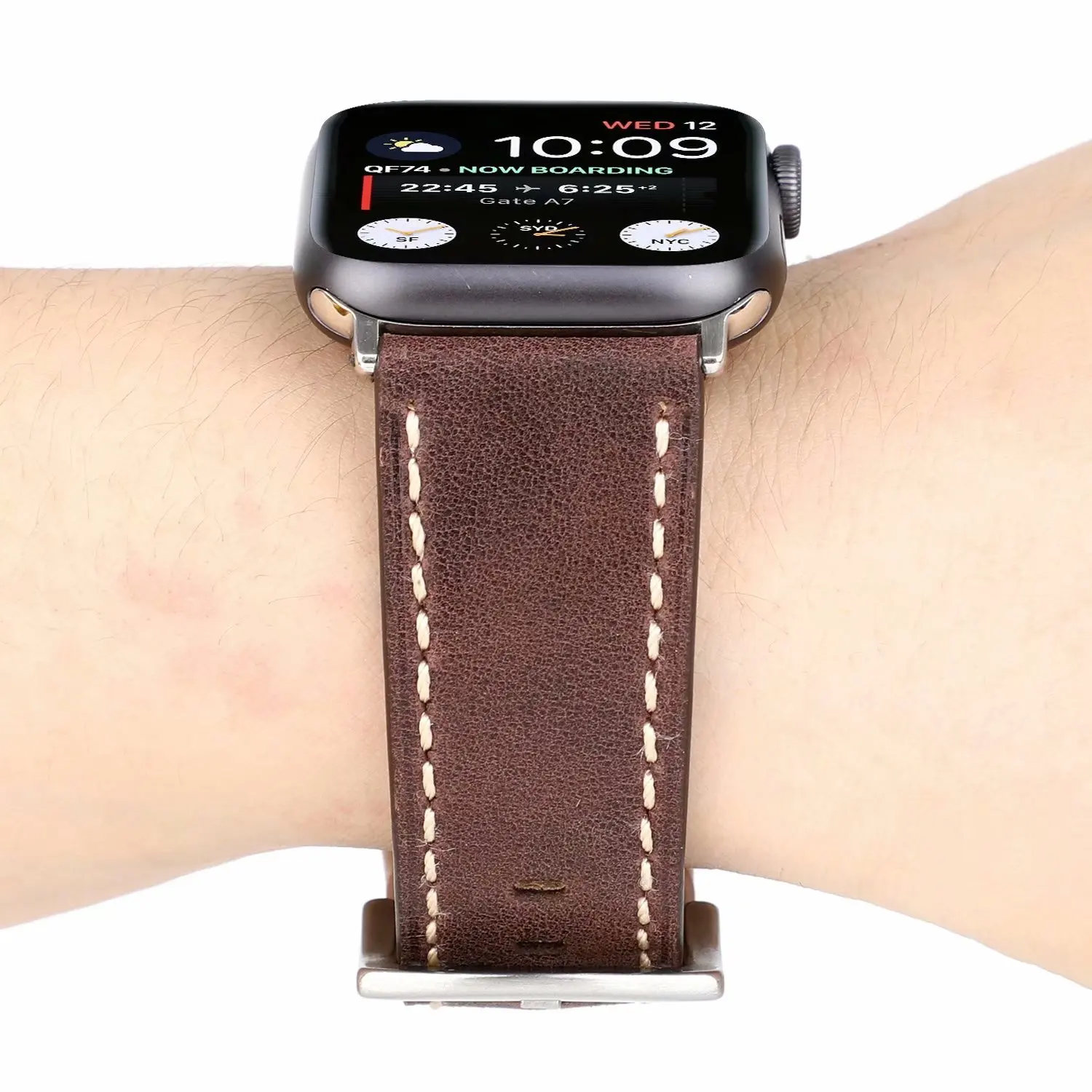 Ремешок для apple watch ремешок из натуральной Кожаный ремешок 38 мм 40 мм 42 44 мм браслет для наручных часов iwatch серии 5/4/3/2/1 браслет аксессуары