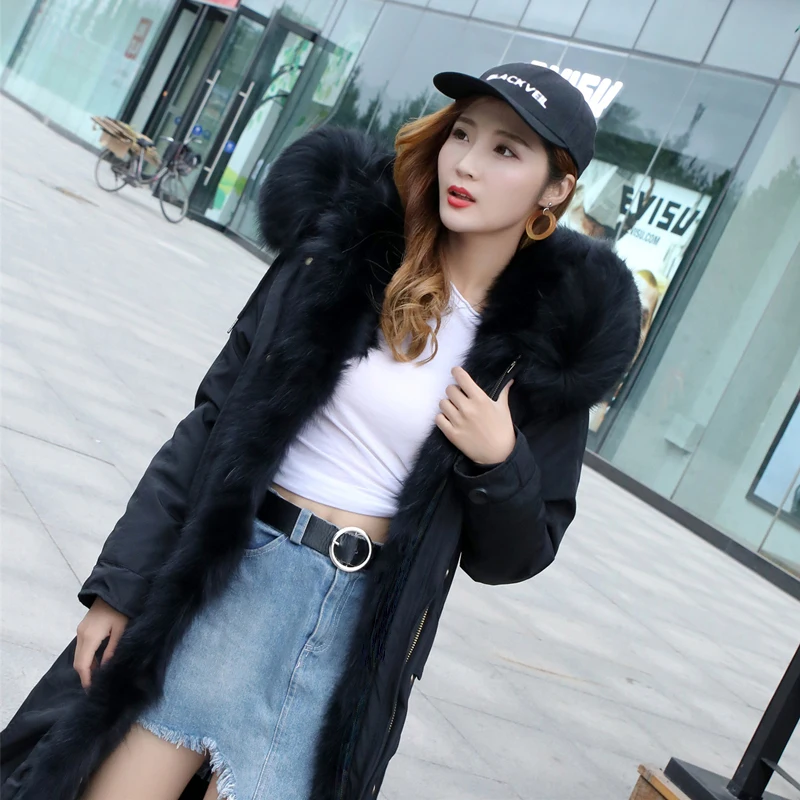 Новинка года; длинный пуховик с мехом лисы из женского меха - Color: Clear