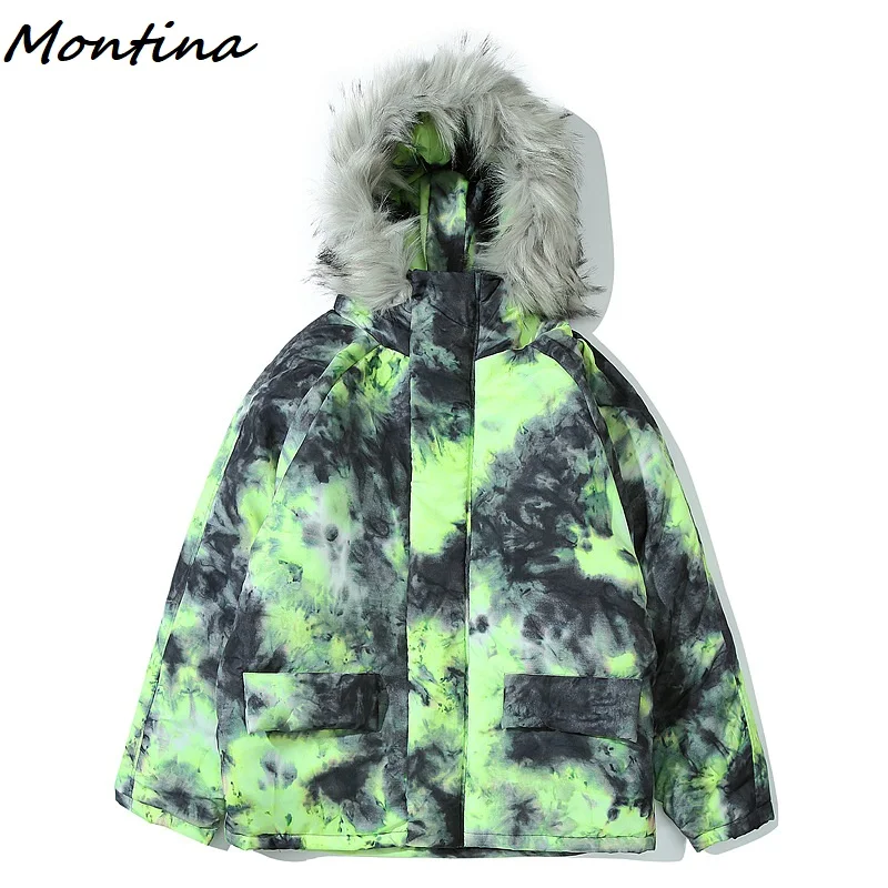 Removable Fur Hat Men's Coats Winter Full Printed Thick Warm Parkas Men Street Fashion Padded for Streetwear Unisex | Мужская одежда