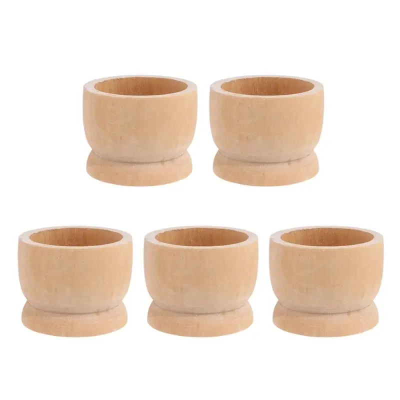 Jilin 5PCS Nontoxic Simple Unpainted Portable Kitchen Tools Egg Cup Wood Storage Holders for Kitchen Decoration Eggs Hotel Restaurant Party 