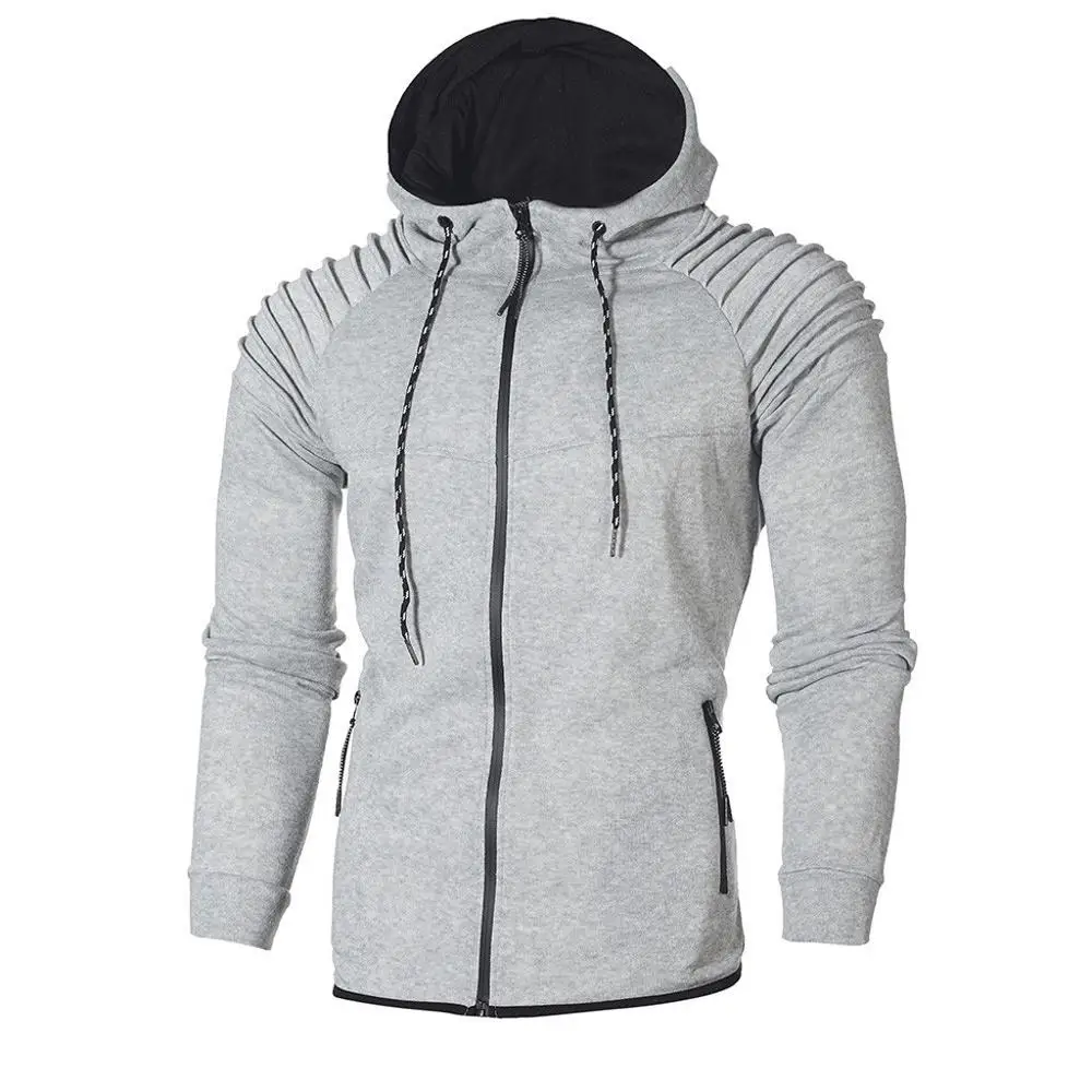 Mens Hooded Sweatshirts Casual Solid Color Long Sleeve Jacket Coat Male Zipper Sportwear Hoodies Jersey Trendy Youth Streetwear