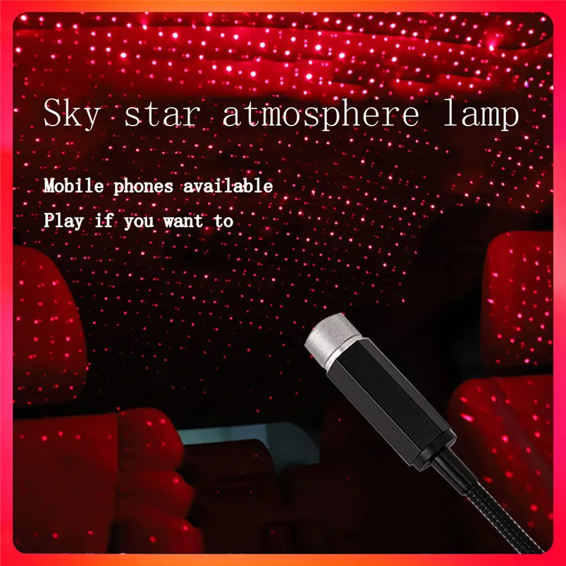 USB Car Atmosphere Lamp Night Light For Home Interior Ambient Star Light LED Projector Lamp Red Light color Lamparas 40NOV1908