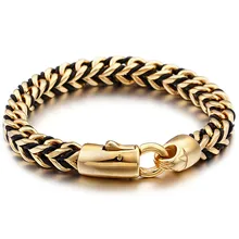 Винтажная украшенная тесьмой обертка кожаный мужской браслет золотого цвета из нержавеющей стали мужские браслеты дружбы для мужчин индийские ювелирные изделия