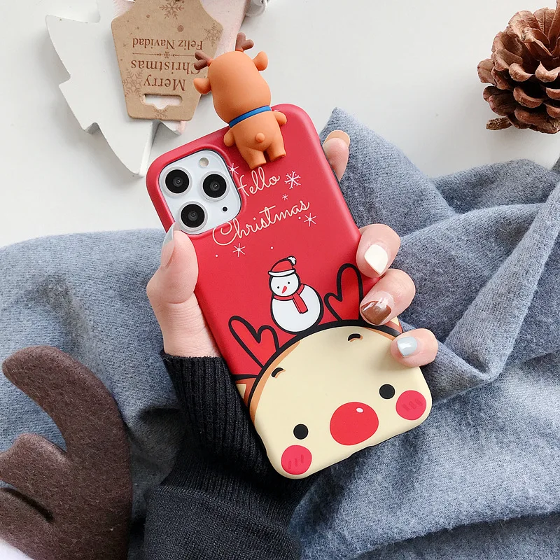 snowman-1 Чехол для телефона с рождественским рисунком с милой куклой для iPhone XR 11 Pro XS Max 7 8 6 силиконовый матовый мультяшный чехол креативные подарки - Цвет: snowman-1