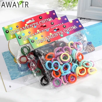 

100pcs Wholesale Girls 1.5cm Colorful Small Ring Elastic Hair Bands Ponytail Holder Rubber Bands Scrunchie Kids Hair Accessories