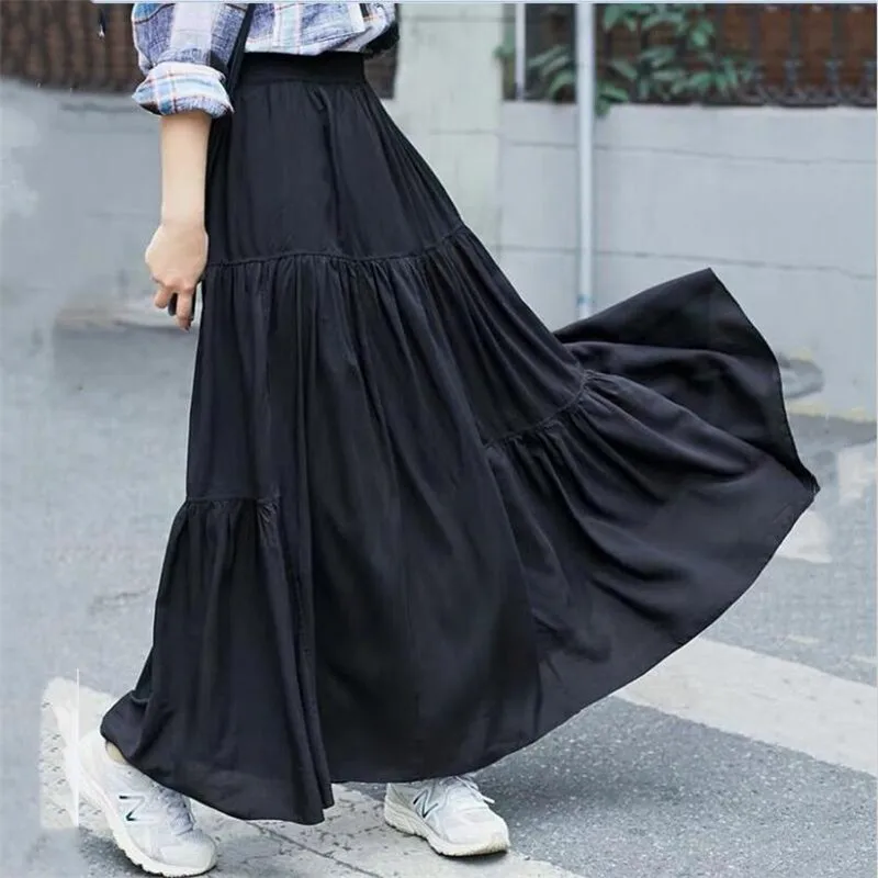 Женские повседневные свободные длинные юбки женские весенне-осенние асимметричные вечерние юбки макси с завышенной талией Большие размеры 5XL 6XL 7XL