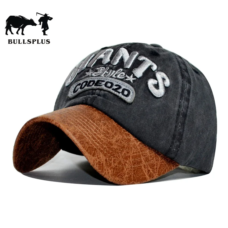 Хлопковая винтажная бейсболка BULLSPLUS с вышивкой в виде надписи гигантов мужская и