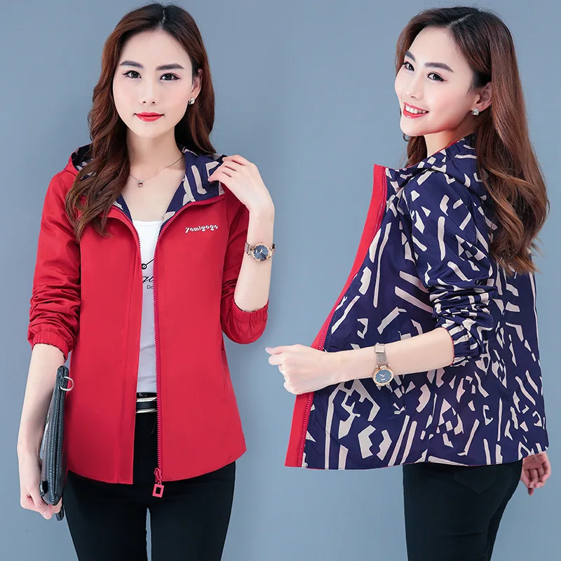

2019 Spring And Autumn New Style Korean-style Loose-Fit Hooded Both Sides Wear Jacket Women's Short Short-height Trench Coat BF