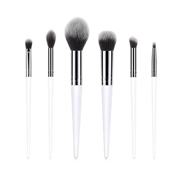 

6pcs Makeup Brushes Cosmetic Brushes with White Handle for Foundation Powder Blush Concealers Eye Shadows Kit ZGOOD