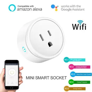 

Mini Smart Home Socket US Plug Basic WiFi Wireless APP Remote Control Socket Adapter Power Work With Alexa Echo Google Assistant