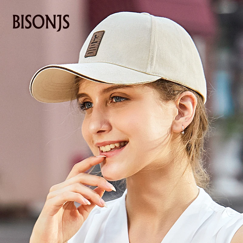 

BISONJS 2020 Men Golf Hat Adjustable Baseball Cap Solid Color Fashion Snapback Summer Caps Cotton Letters Embroidery Women Hats