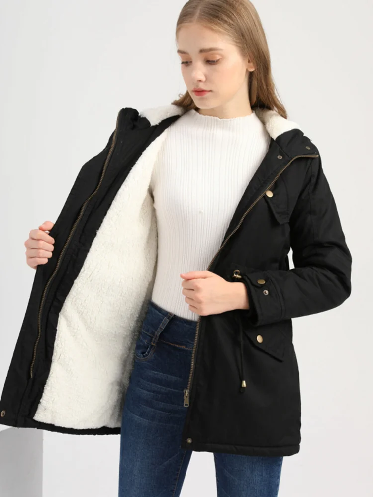 2023 Winter New Women's Cotton Hooded Drawstring Long Down Jacket Women's Jacket Top Harajuku Tunic Coat Thick Coat