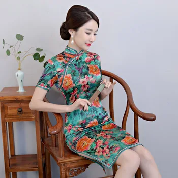 

2020 New Quinceanera Silk Cheongsam Skirt Teamed Collar Vents Of Improved Chinese Cultivate Morality Dress Girl