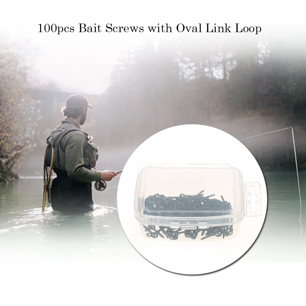 

100pcs 14mm Boilies Bait Screws with Oval Link Loops Swivel Carp Fishing Terminal Rig Pop Ups Tackle