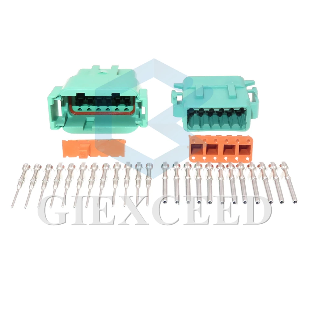 

1 Set 12 Pin Green Car Cable Harness Connector Auto Waterproof Male Female Wiring Socket DTM06-12SC DTM06-12PC