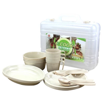 

24pcs Outdoor Camping Dinner Safe Practical Solid Barbecue Heat Resistant Light Durable Picnic Cutlery Set