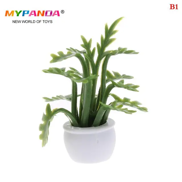 1PC Simulation Potted Plants 1:12 Dollhouse Miniature Green Plant In Pot Furniture Home Decor Accessories 5