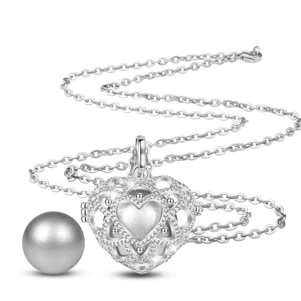 Eudora, 18 мм, медальон в форме клетки сердца, подвеска, гармония, бола, шар, колокольчик, ожерелье с AAA CZ, ювелирные изделия для беременных женщин, малышей K379N18 - Окраска металла: A07